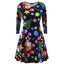 Santa Print Swing Flared Dress