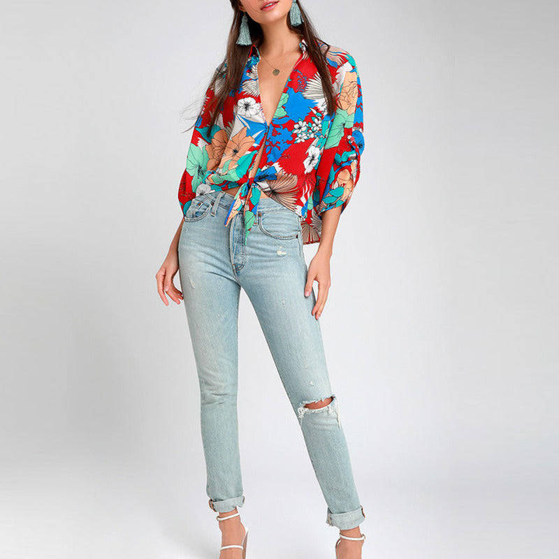 Floral V-Neck Shirt