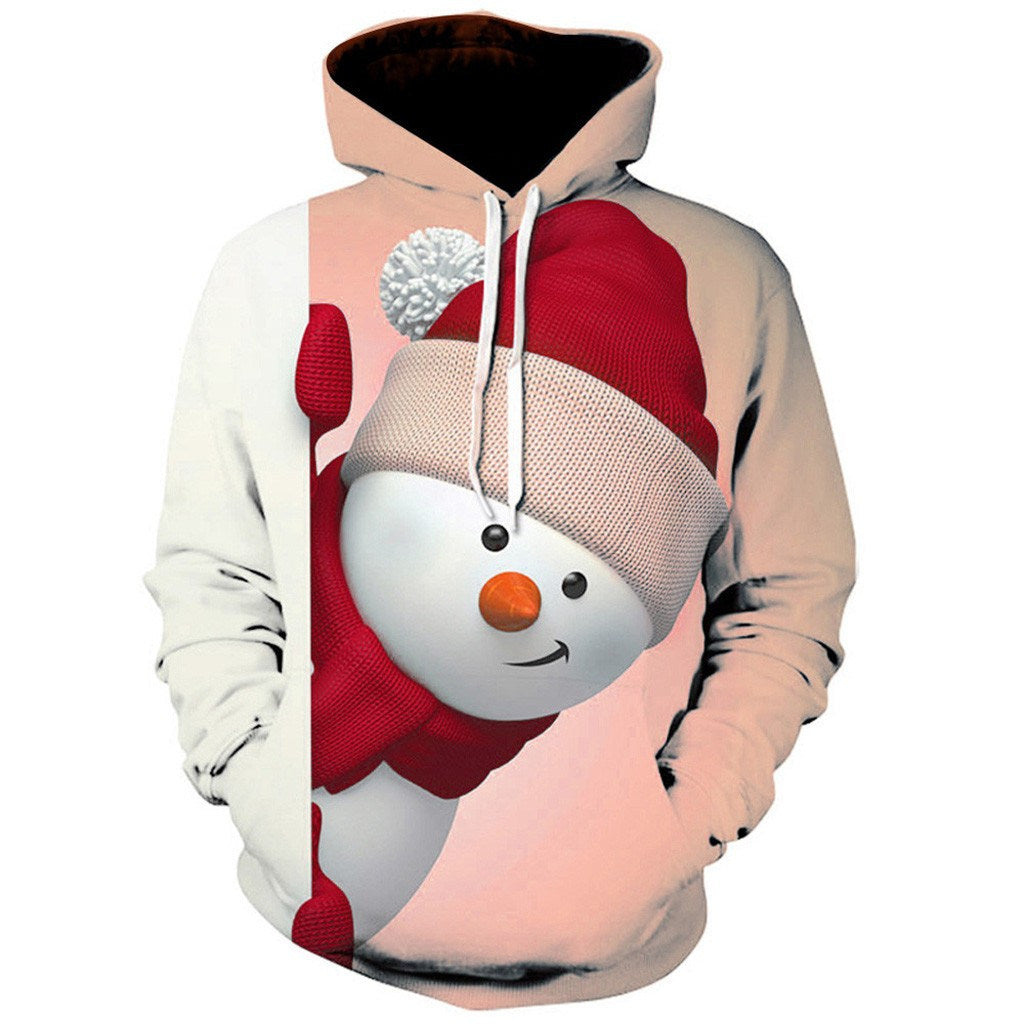 Snowman Print Christmas Hoodie