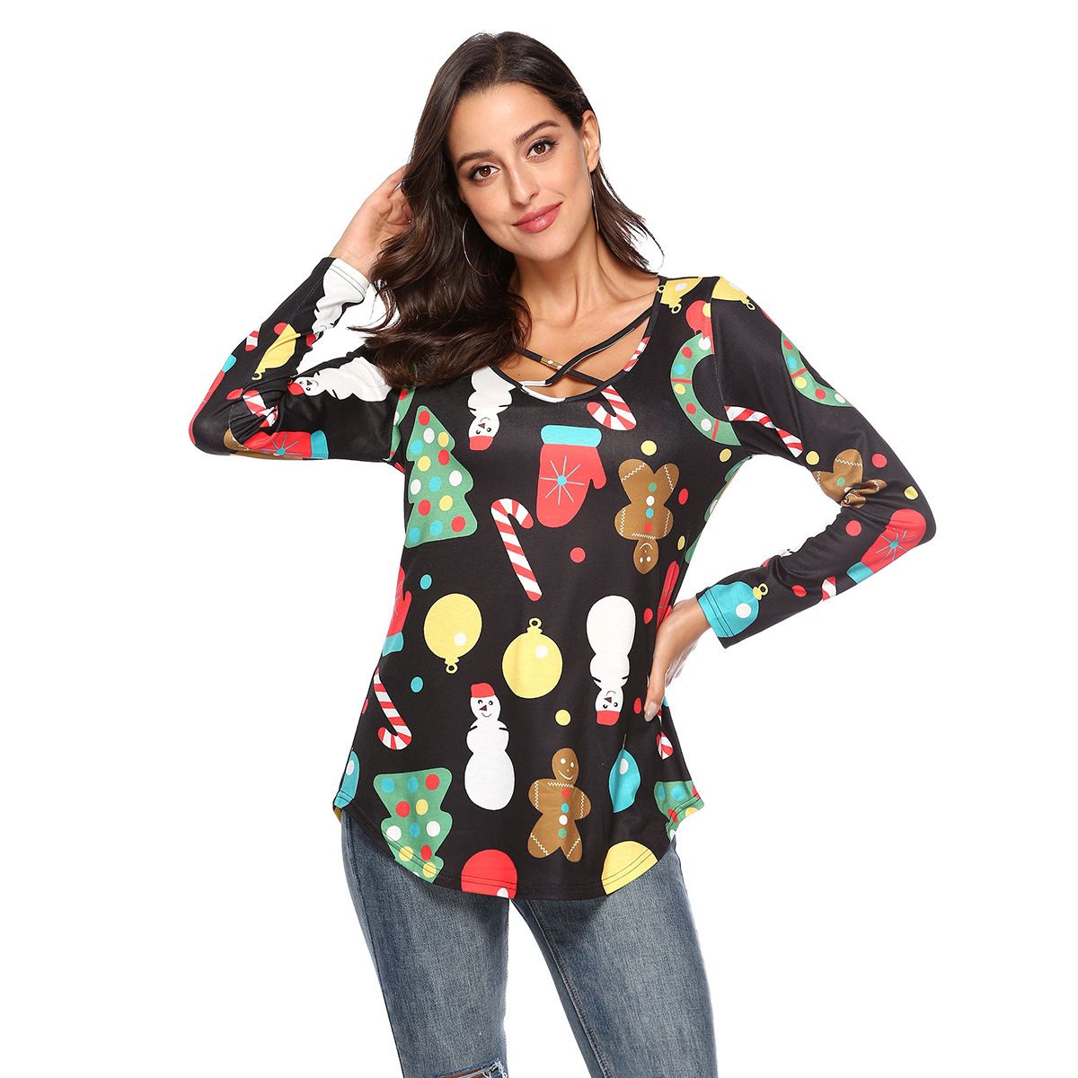 Christmas Ornaments Print Top