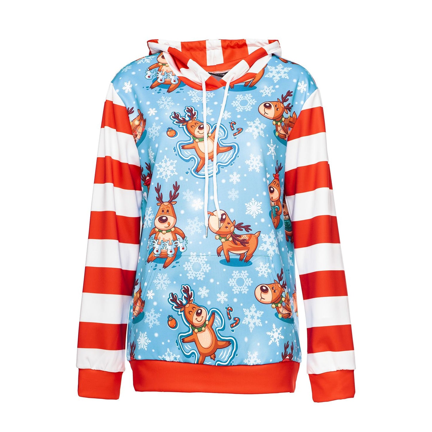 Elk & Snowflake Print Hoodie