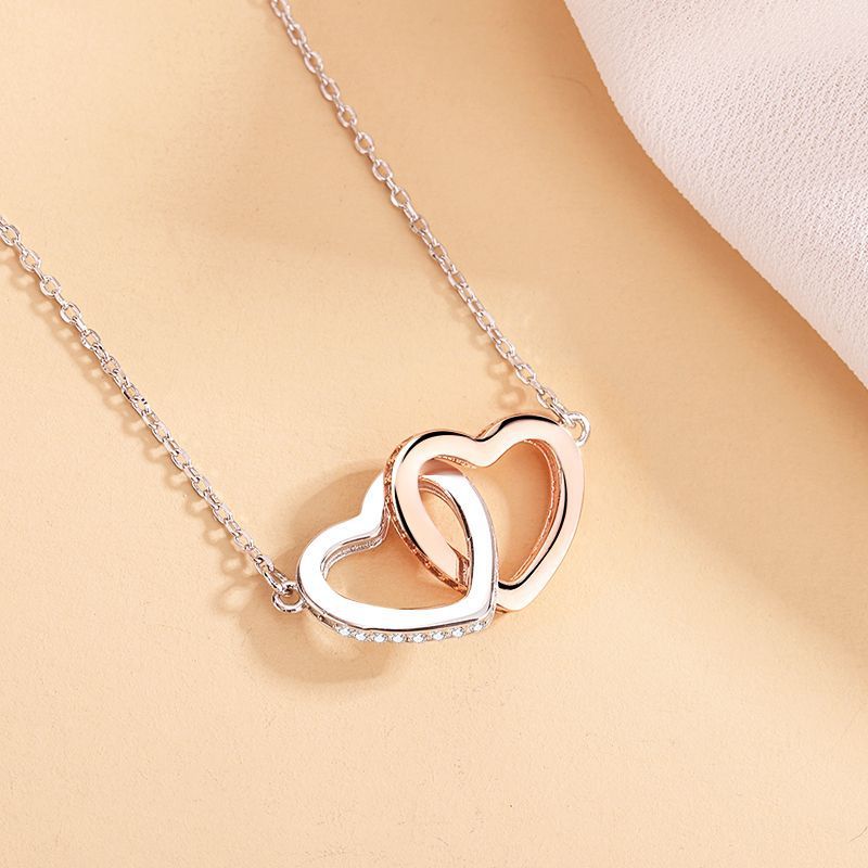 Silver Heart Two Color Necklace Double Mood Valentine's Day Gift