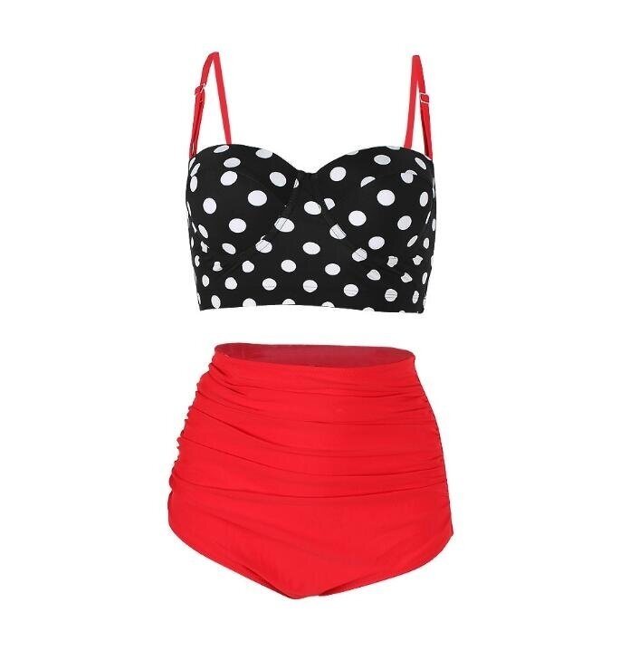 Vintage Polka Underwire High Waisted Swimsuit