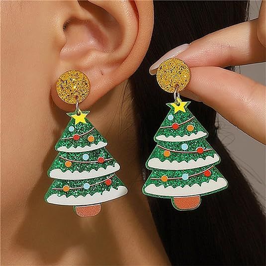 Christmas Tree & Santa Earrings