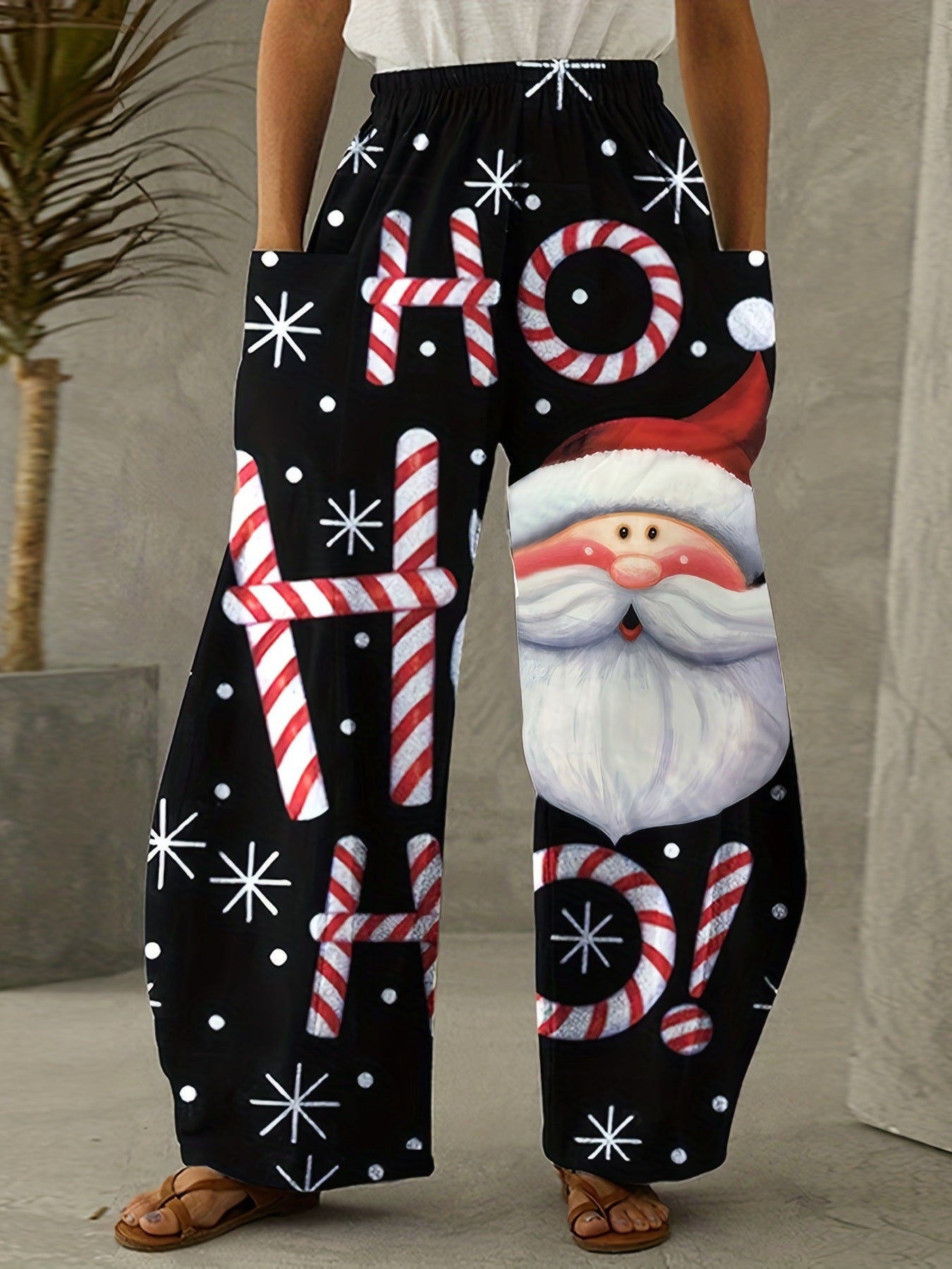 Christmas Santa Print Pants