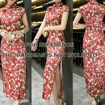 Red Dress Bodycon Mandarin Dress