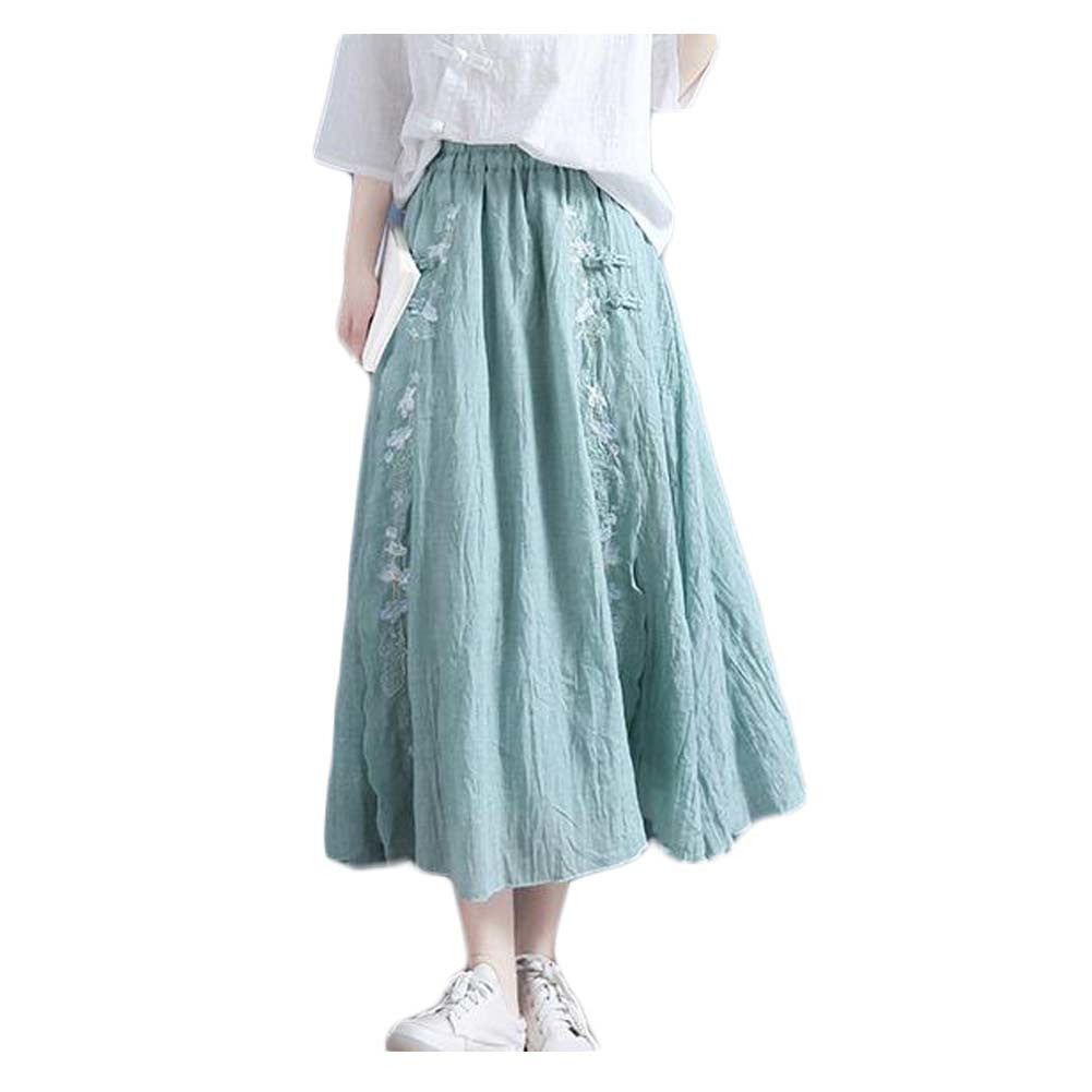 Chinese Style Embroidered Midi Skirt