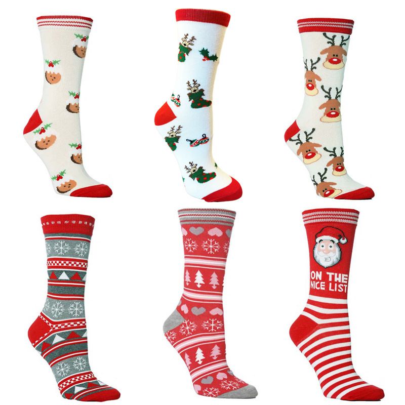 6 Pairs Christmas Santa Reindeer Socks