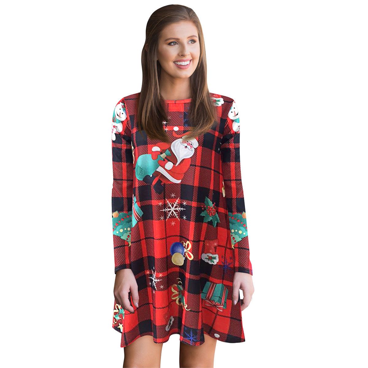 Snowman long sleeve christmas dress