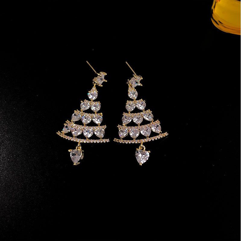 Silver Christmas Tree Earrings