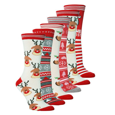 6 Pairs Christmas Santa Reindeer Socks