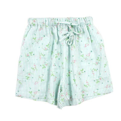 Striped Florals Loungewear Shorts - Green