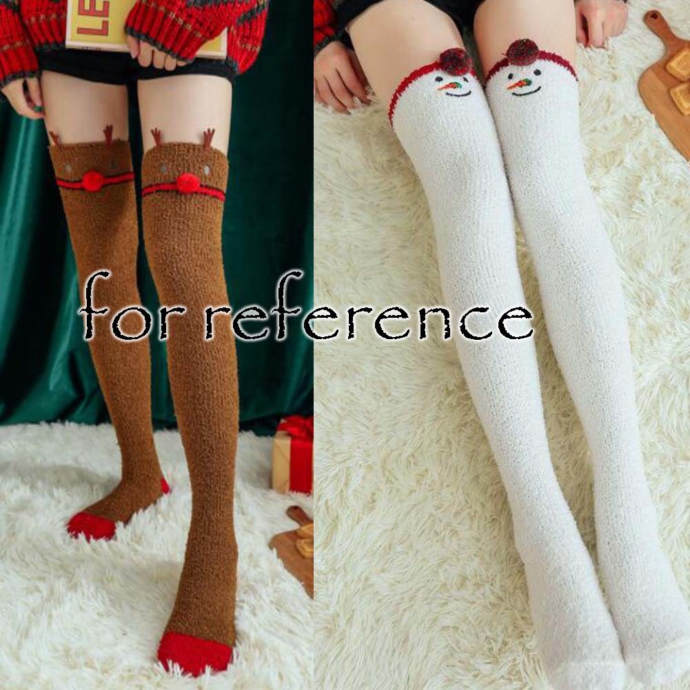 Christmas Snowman & Elk Thigh High Stockings