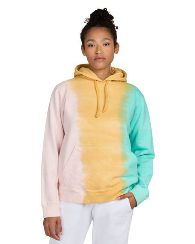 US Blanks Unisex Rainbow Tie-Dye Hooded Sweatshirt