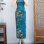 Blue Printed  Cheongsam Dress