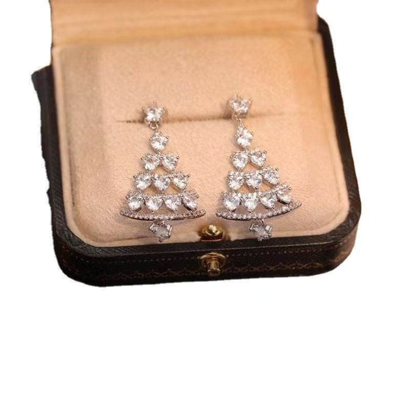 Silver Christmas Tree Earrings