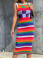 Stylish Color Block Plaid Sleeveless Dress