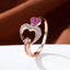 Double Heart Shape Ring Pink Zircon