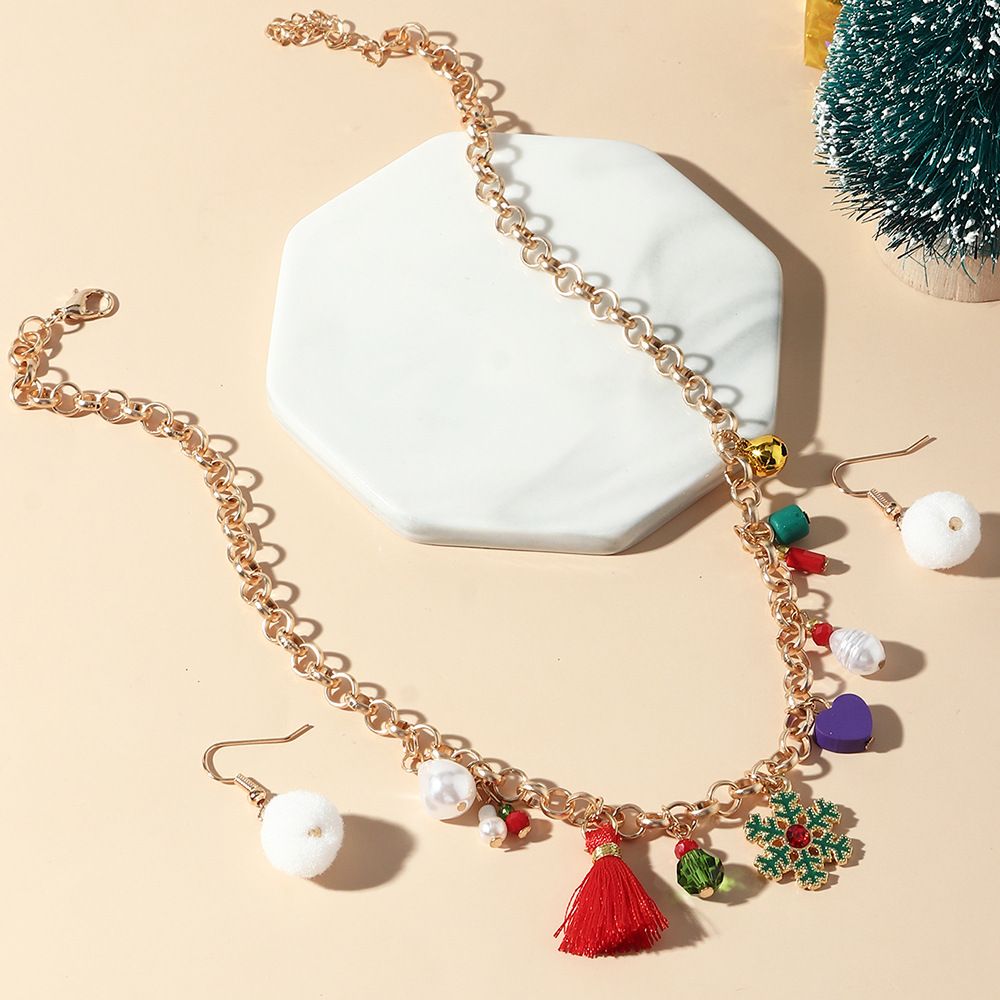 Christmas Necklace And Earrings Set