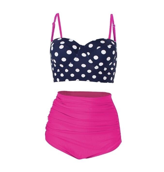 Vintage Polka Underwire High Waisted Swimsuit