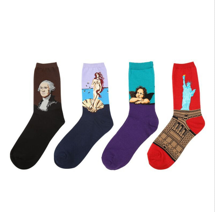 Retro Famous Oil Painting Socks