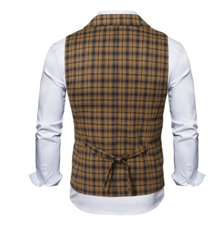 Plaid Formal Waistcoat Suit Vest