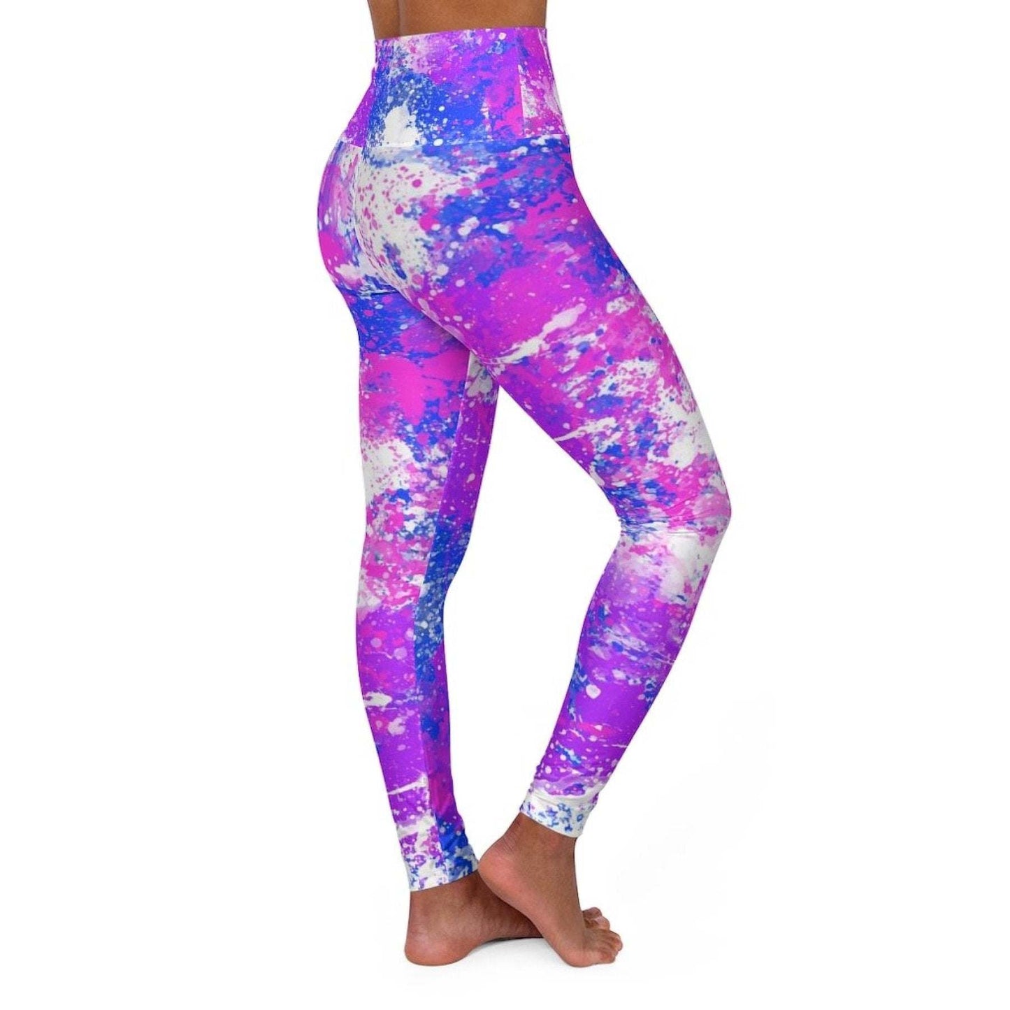 inQue.Style High Waisted Yoga Pants, Pink Blue And White Cotton Candy Style Sports Pants