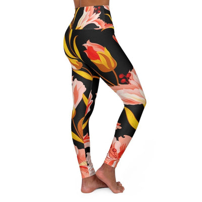 inQue.Style High Waisted Yoga Leggings, Pink and Gold Floral