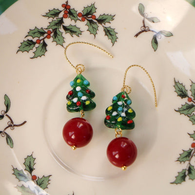 Christmas Tree Glazed Earrings