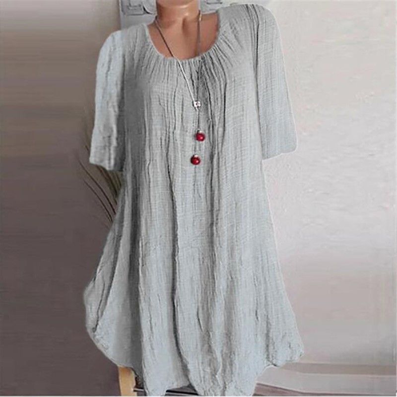 Solid Color Irregular Sleeve Dress