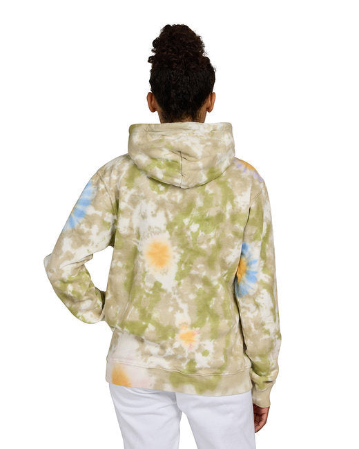 US Blanks Unisex Flower Tie-Dye Hooded Sweatshirt