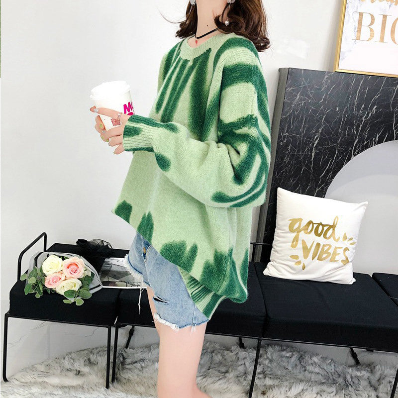 Tie-dye Sweater Drop Shoulder Sweater