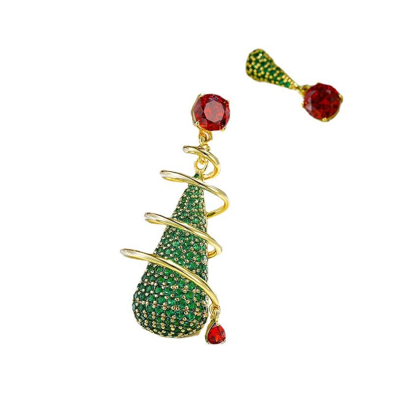 Zirconia Christmas tree drop earrings