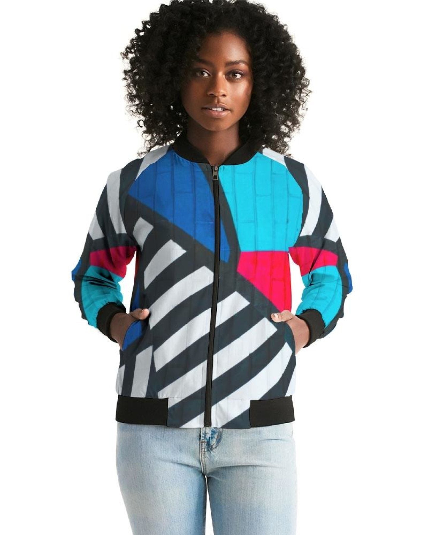 Gridline Colorful Bomber Jacket