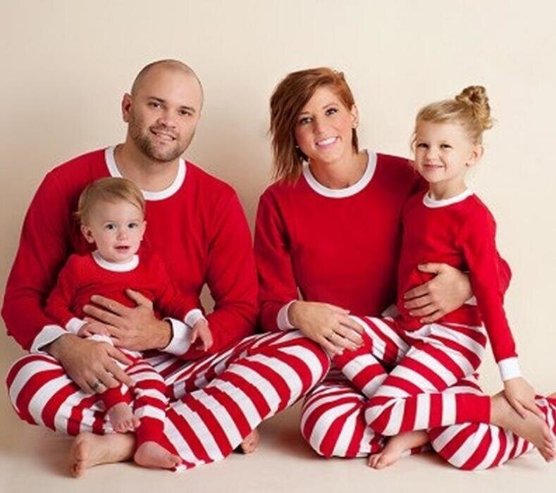 Christmas Family Matching Striped Pajamas-2pc