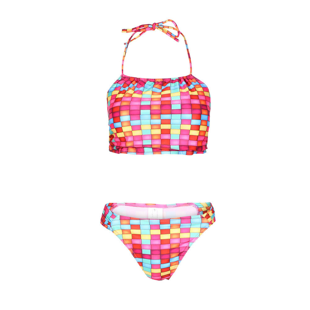 Lattice Straps Split Swimsuit