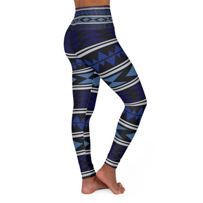 inQue.Style High Waisted Yoga Pants, Dark Blue Bohemian Style Sports Pants