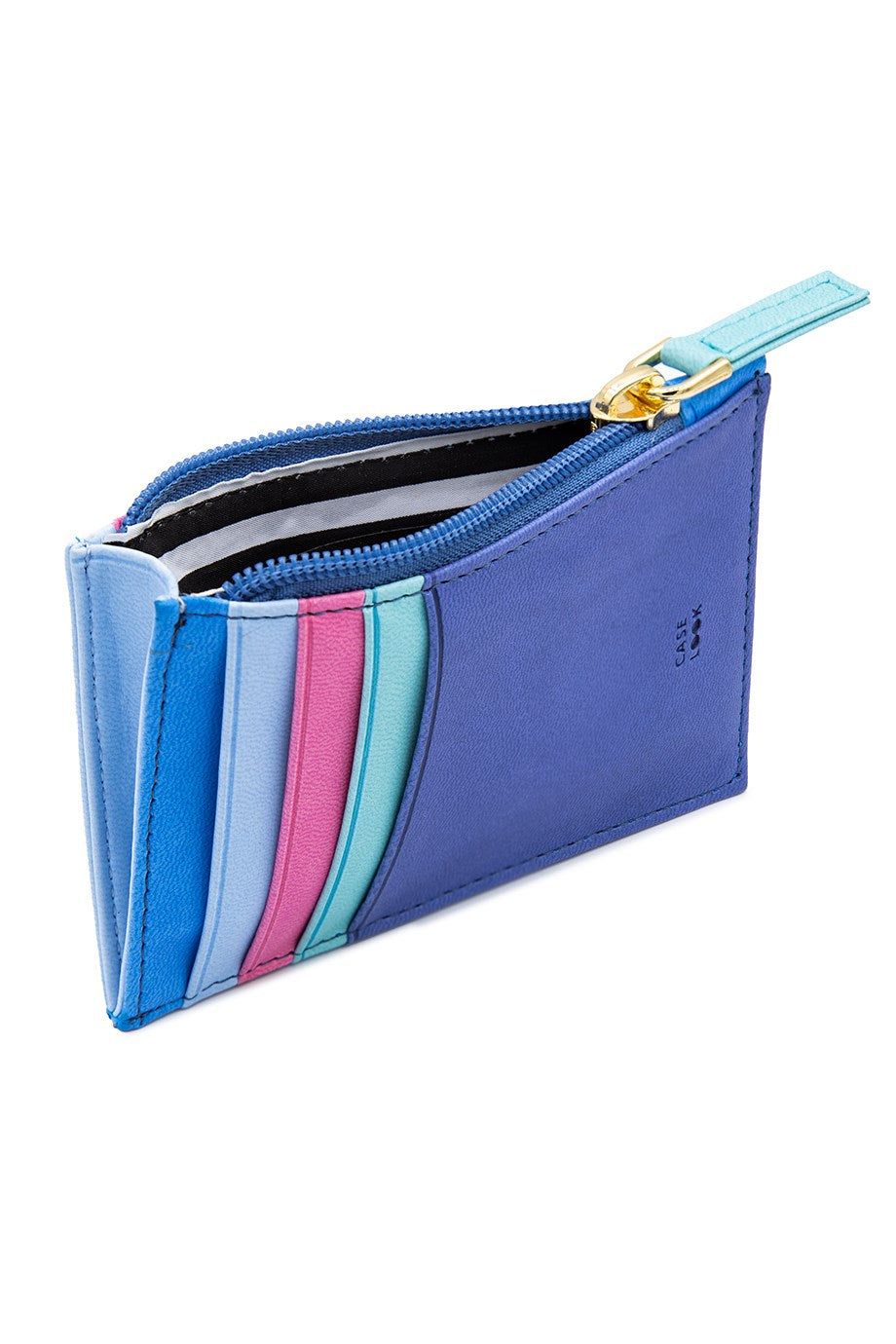 Blue/Pink Zippered Card Holder