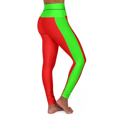 inQue.Style High Waisted Yoga Leggings, Red And Neon Green Beating Heart Sports Pants