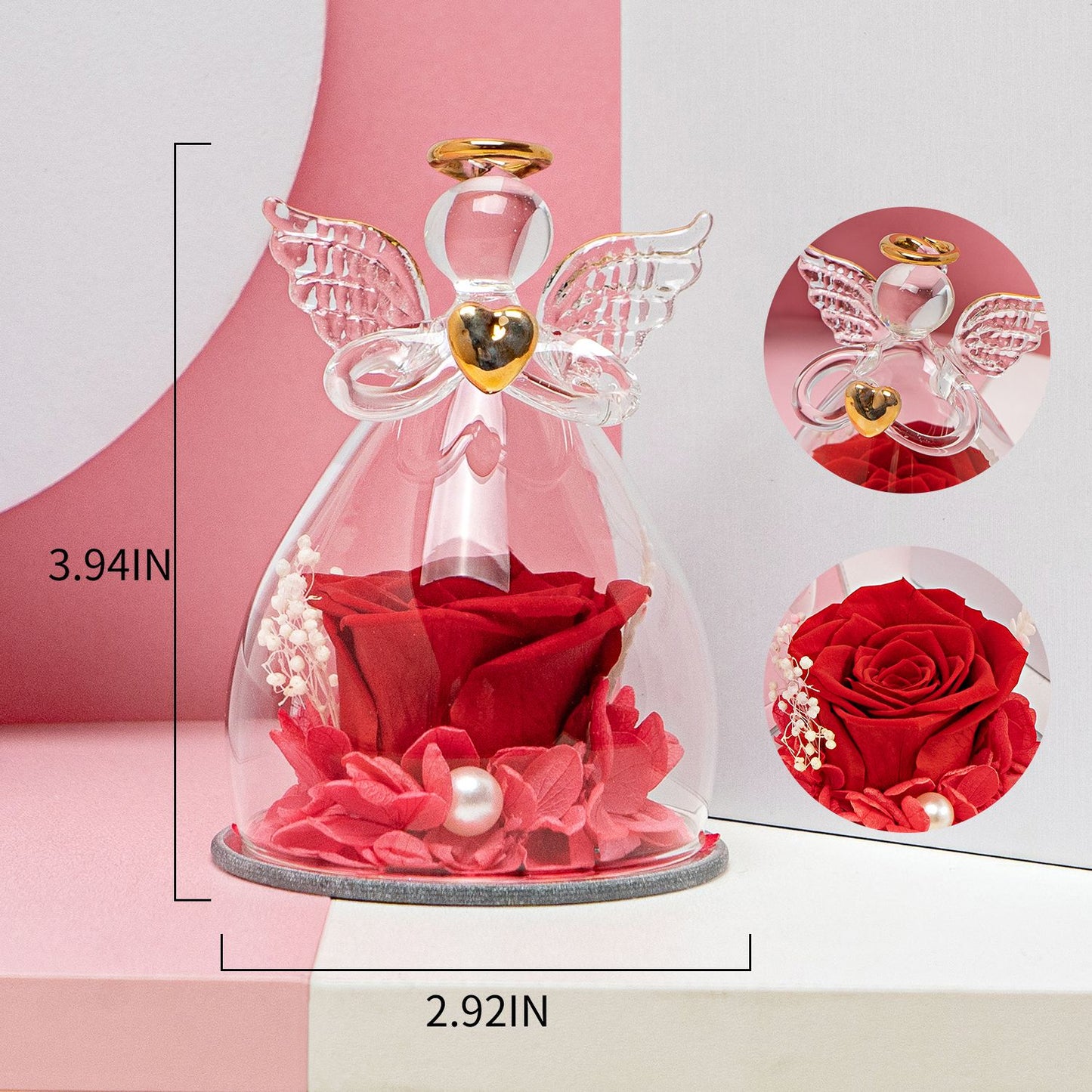 Preserved Rose In Angel Glass