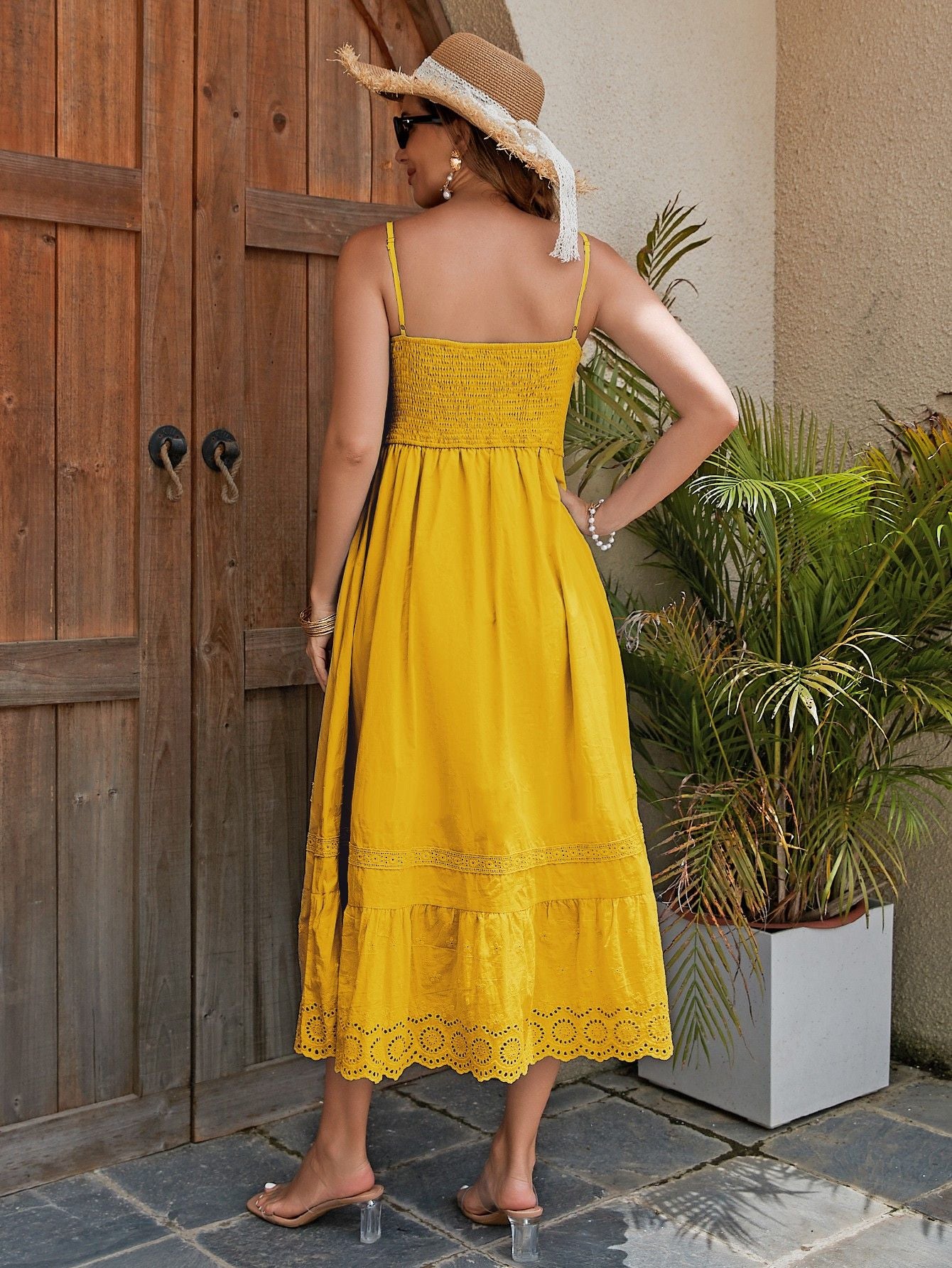 French Romantic Style Maxi Dress- Yellow