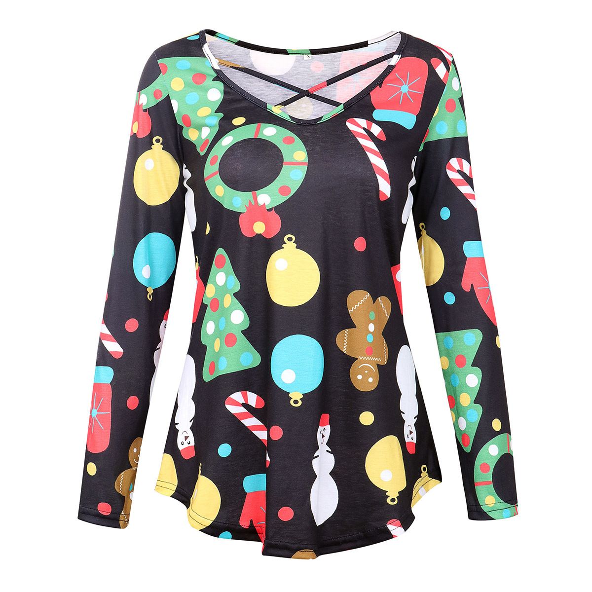 Christmas Ornaments Print Top