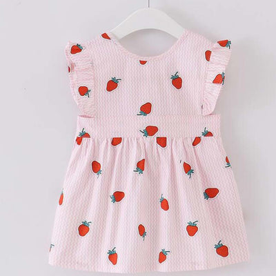 Pink Strawberry Sleeveless Bib Painting Apron