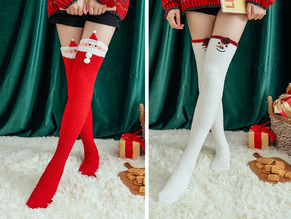 2 Pairs Santa and Snowman Stockings