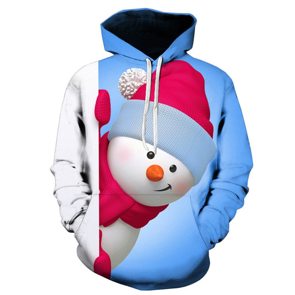 Snowman Print Christmas Hoodie