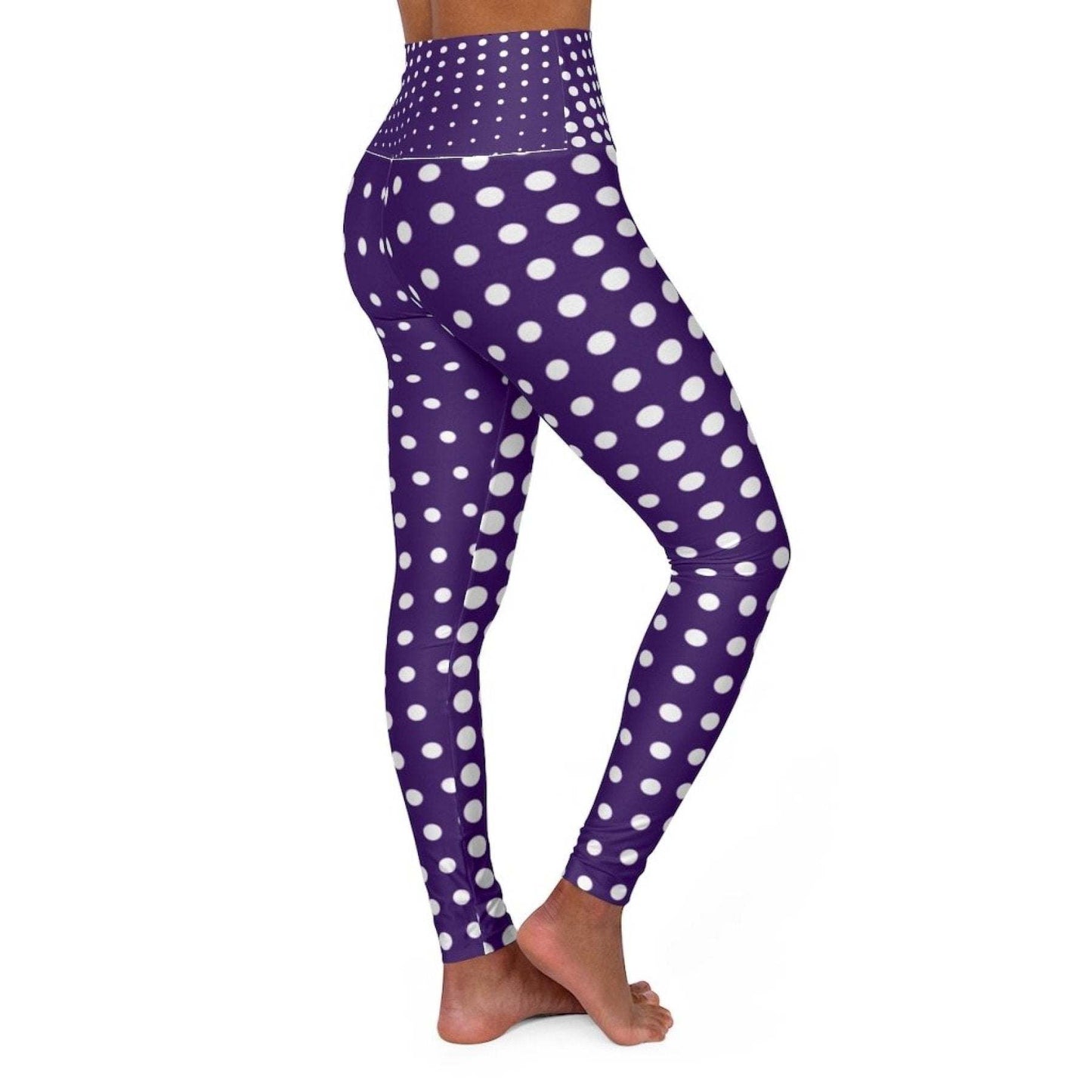 inQue.Style High Waisted Yoga Pants, Purple And White Polka Dot Style Sports Pants