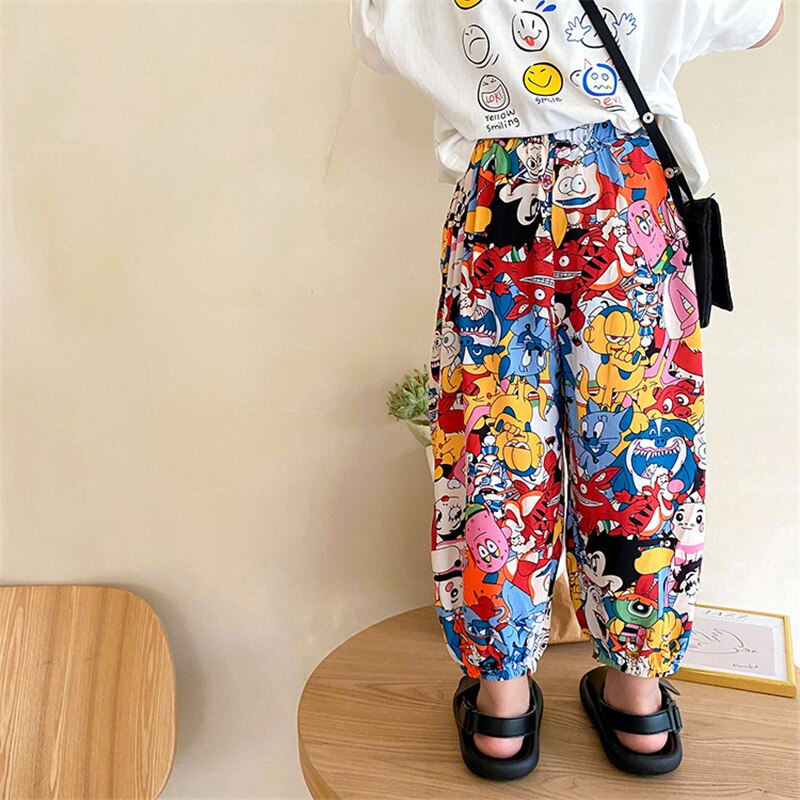 Children Cotton Cartoon Printing Trousers