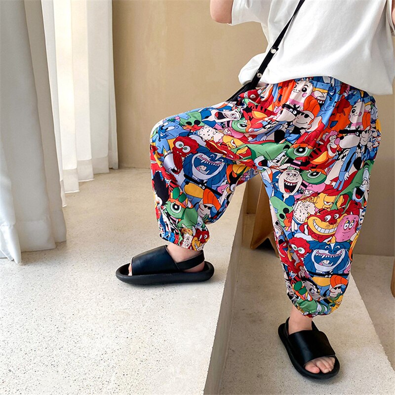 Children Cotton Cartoon Printing Trousers