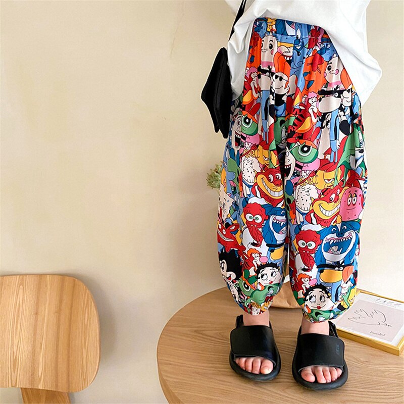 Children Cotton Cartoon Printing Trousers