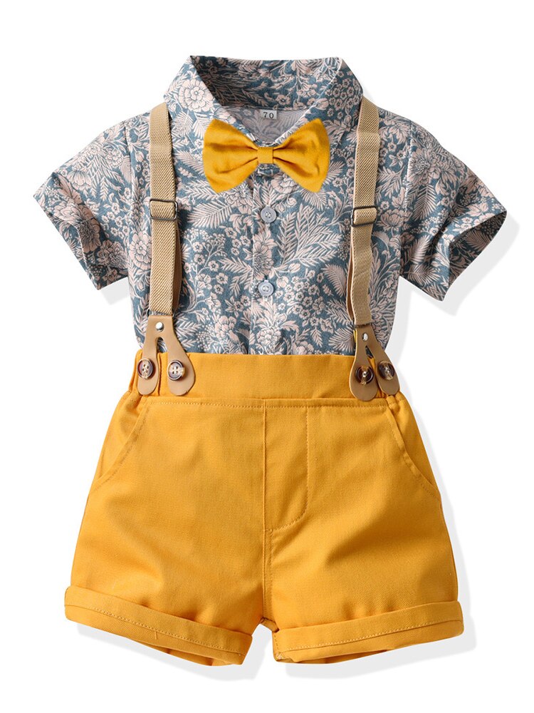 Cotton Baby Boy Tie Shirt and Shorts Baby Girl Dress